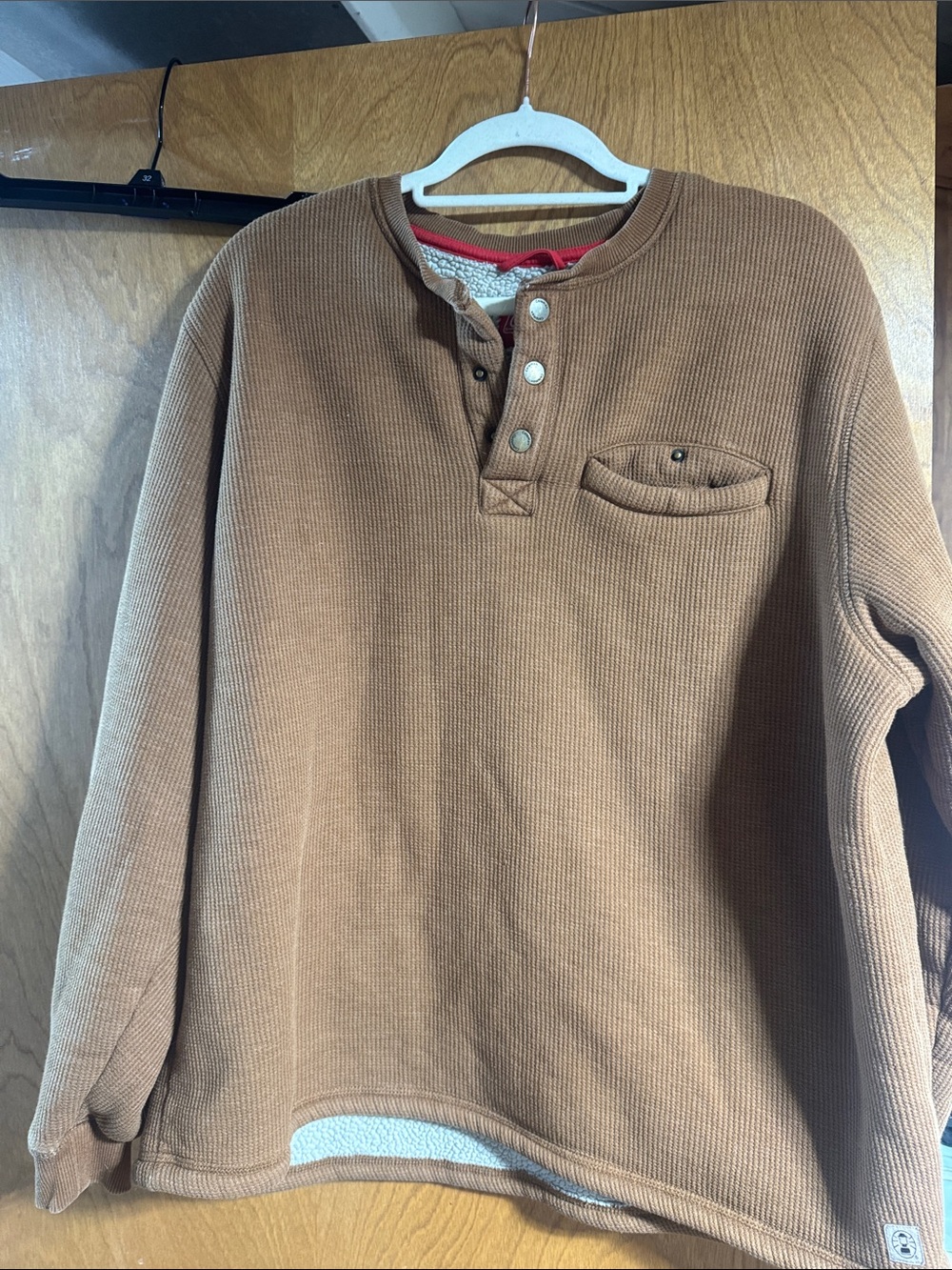 Men's Thermal Henley Sweater in Brown